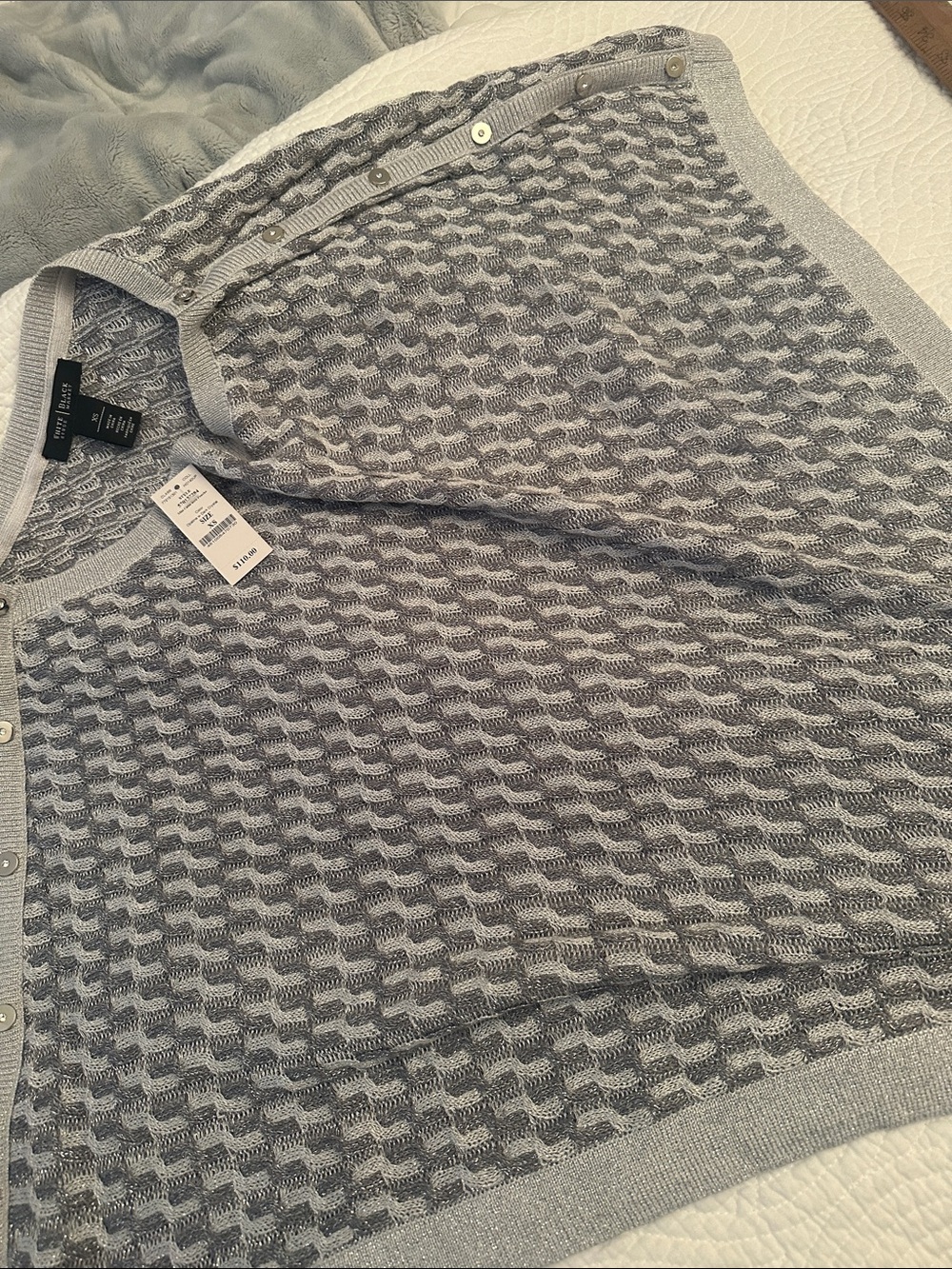 White House Black Market shrug, S, NWT, silver and Metallic threading - Picture 5 of 8